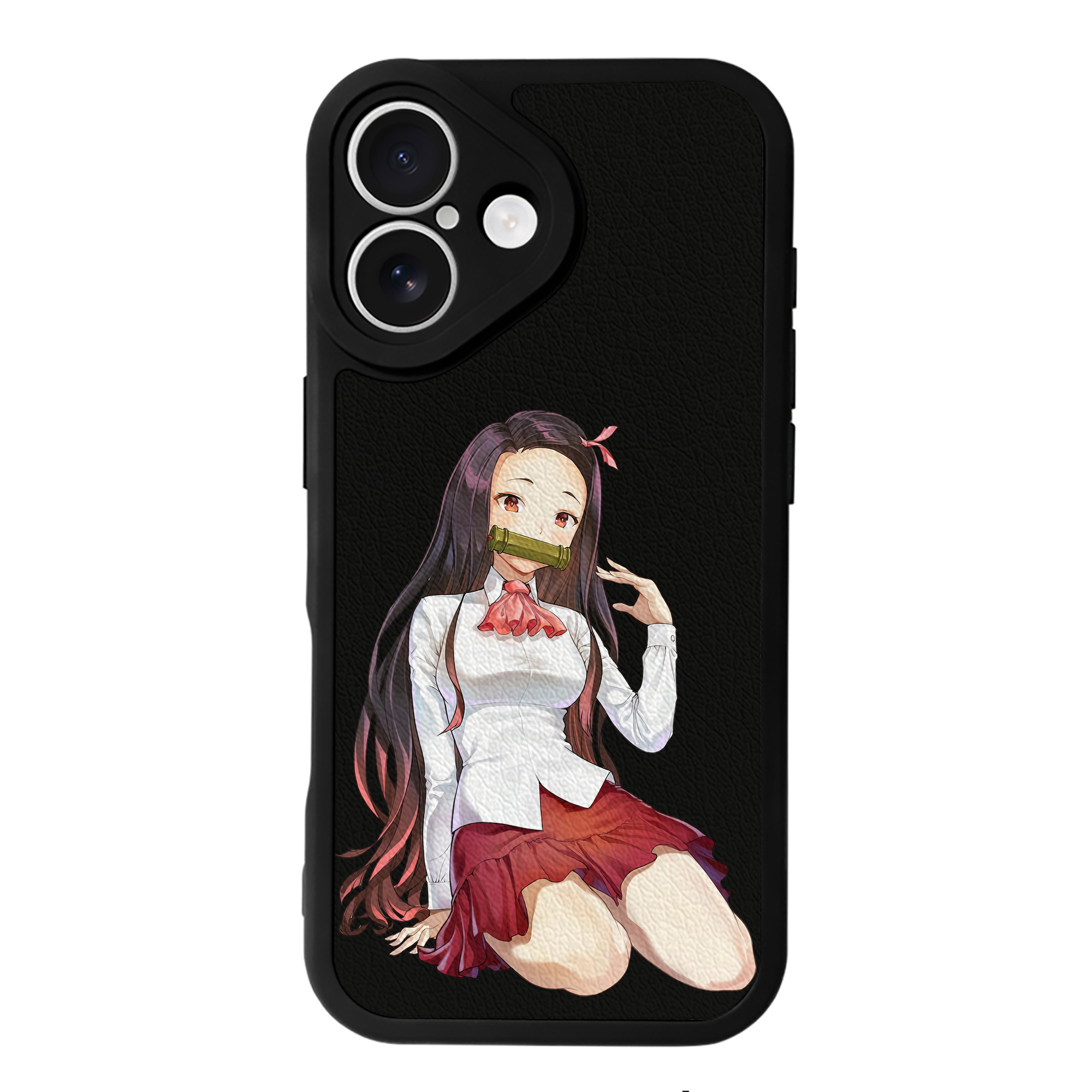 （画像用） 鬼滅の刃（きめつのやいば）竈門 禰󠄀豆子／かまど ねずこ Kamado Nezuko 【iPhone 16シリーズ対応】シリコンスマホケース（レザー調） 材質：シリコン